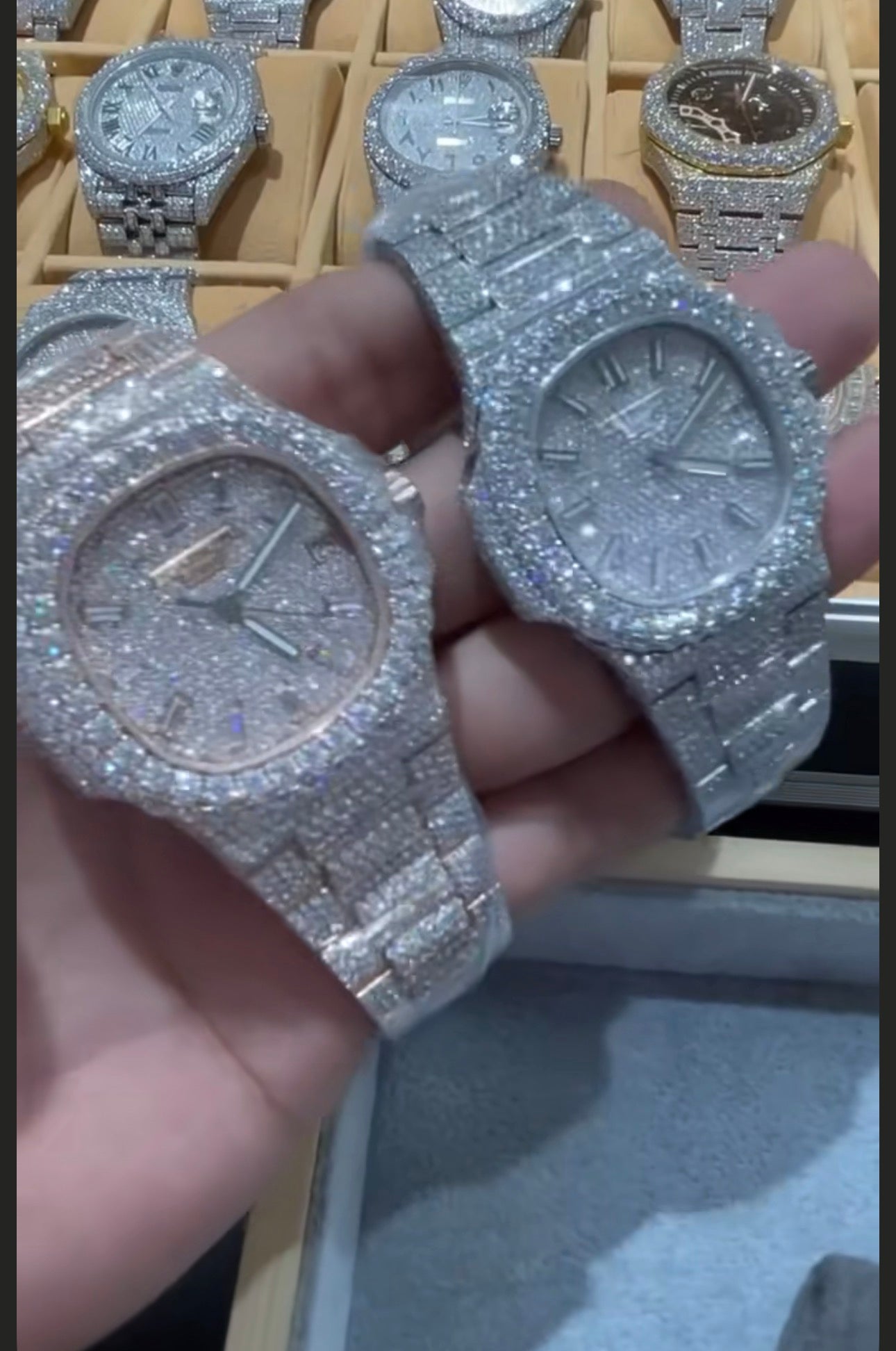 Iced fully diamond blinged stainless steel 41 mm