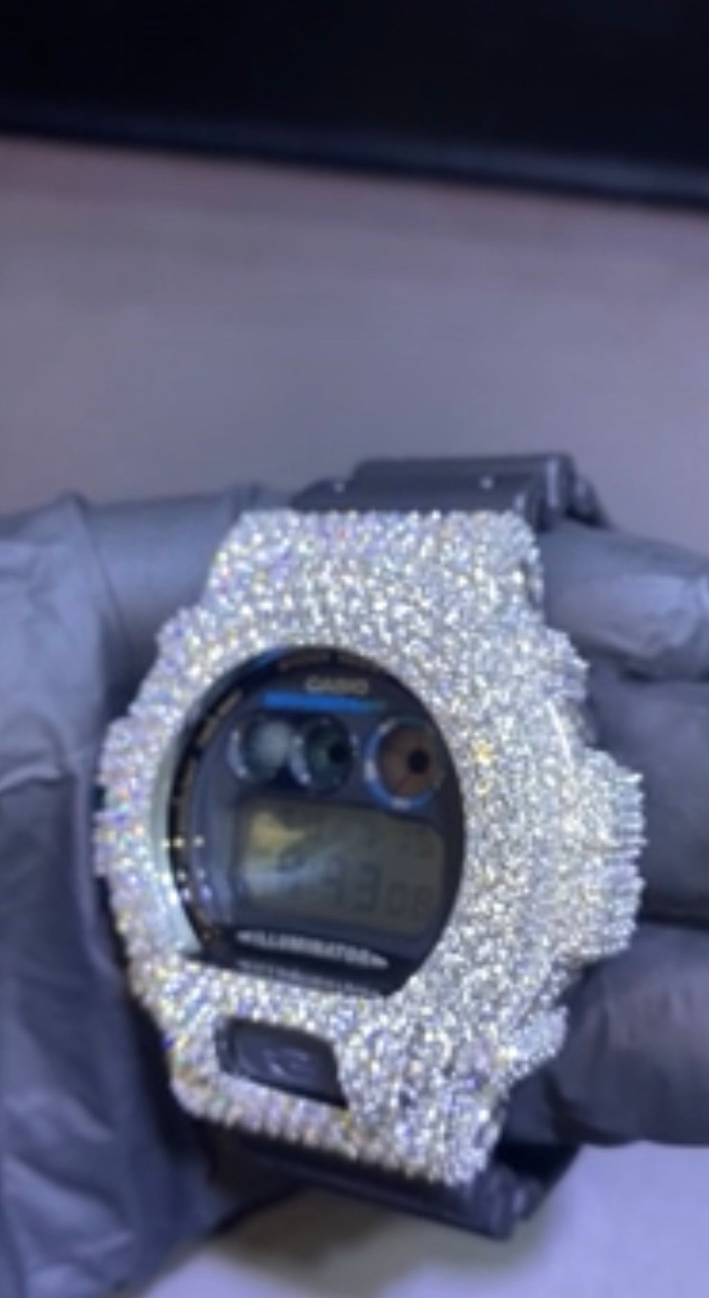 Moissanite Flaw-Less D Color G-Shock DW-6900 Iced Out Bezel Digital Watch