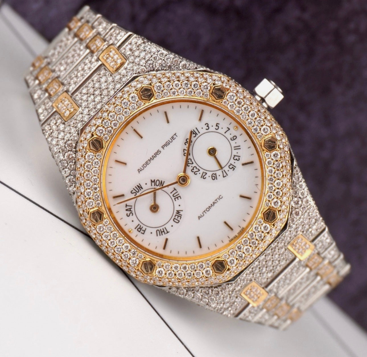 Audemars Piguet Royal Oak 2-Tone Gold 36mm Iced Out 15ct Diamonds 25572SA