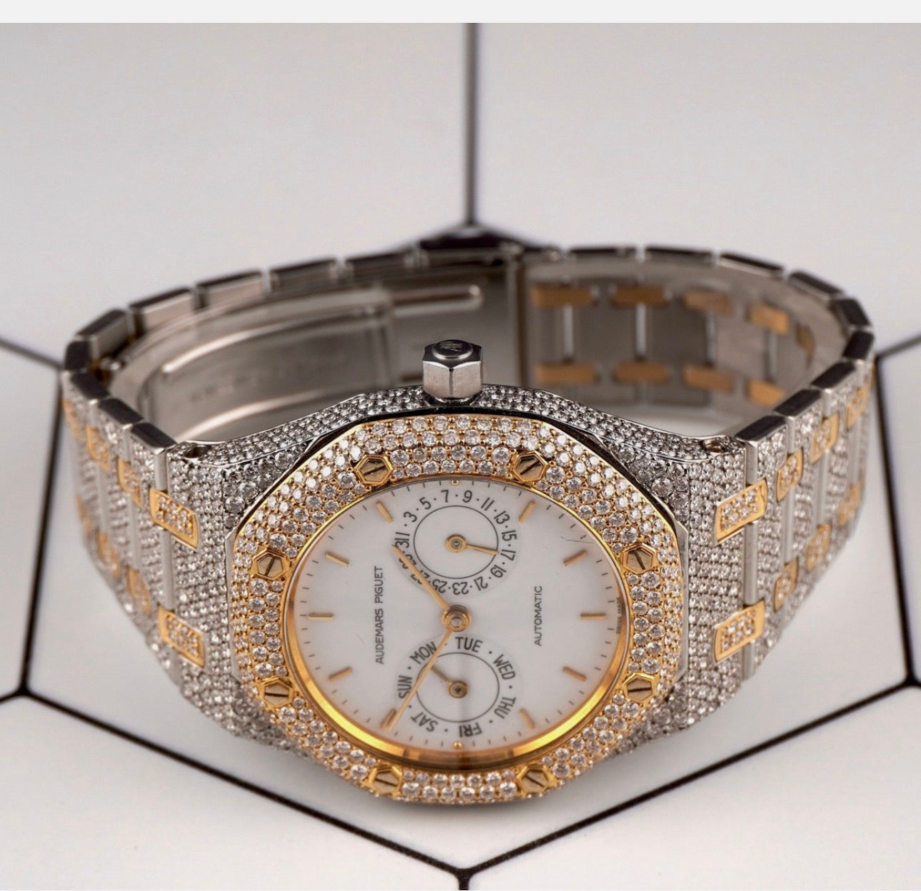 Audemars Piguet Royal Oak 2-Tone Gold 36mm Iced Out 15ct Diamonds 25572SA