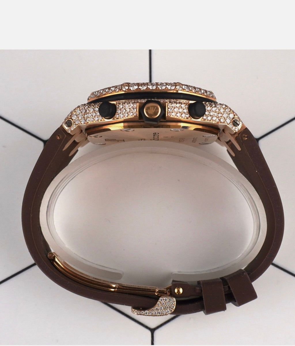 Audemars Piguet 42mm Royal Oak Offshore 18k Rose gold 17ct Diamond Watch 26470OR