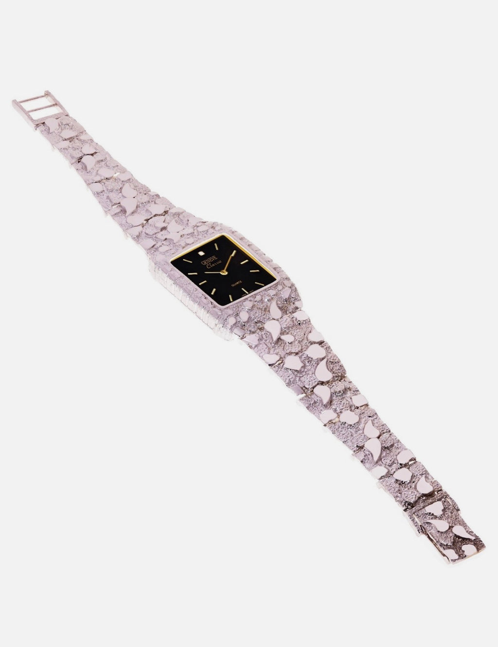 Silver Nugget Link Bracelet Geneve with Diamond
