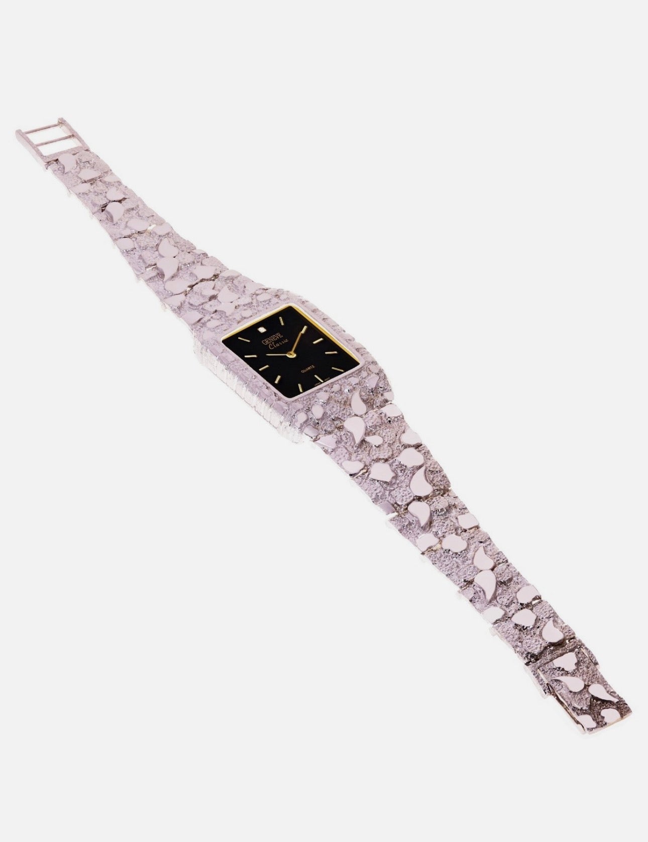 Silver Nugget Link Bracelet Geneve with Diamond