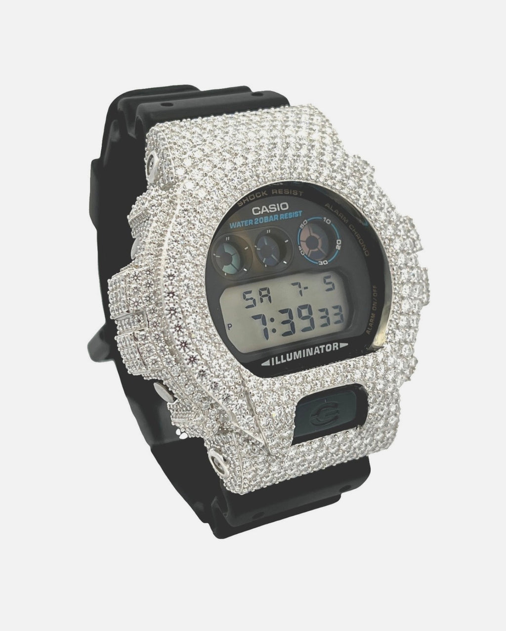 Moissanite Flaw-Less D Color G-Shock DW-6900 Iced Out Bezel Digital Watch