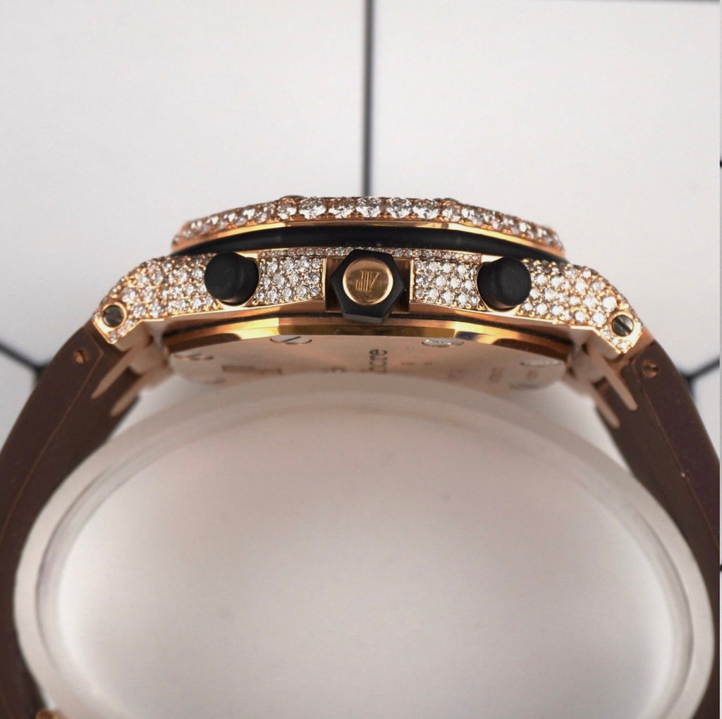 Audemars Piguet 42mm Royal Oak Offshore 18k Rose gold 17ct Diamond Watch 26470OR