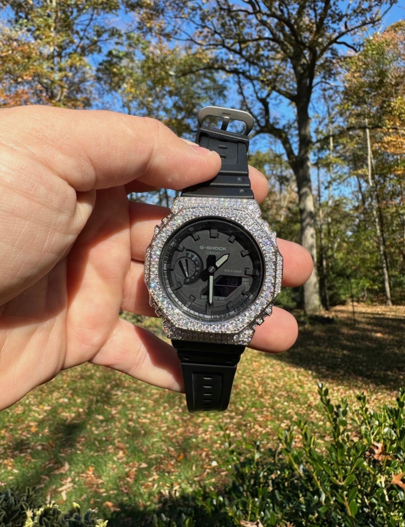 Real Diamond 925 Silver Iced Casio G Shock GA-2100