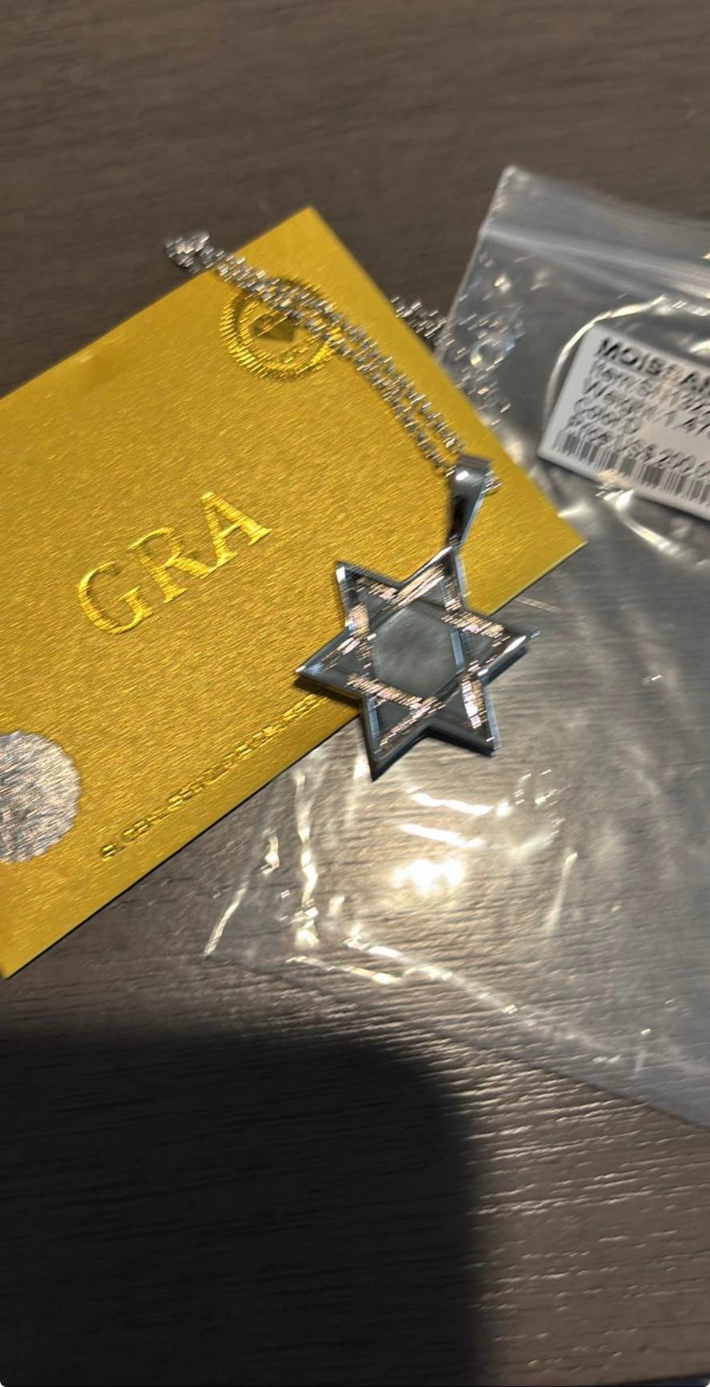 Moissanite Star of David pendant with Gold plated chain