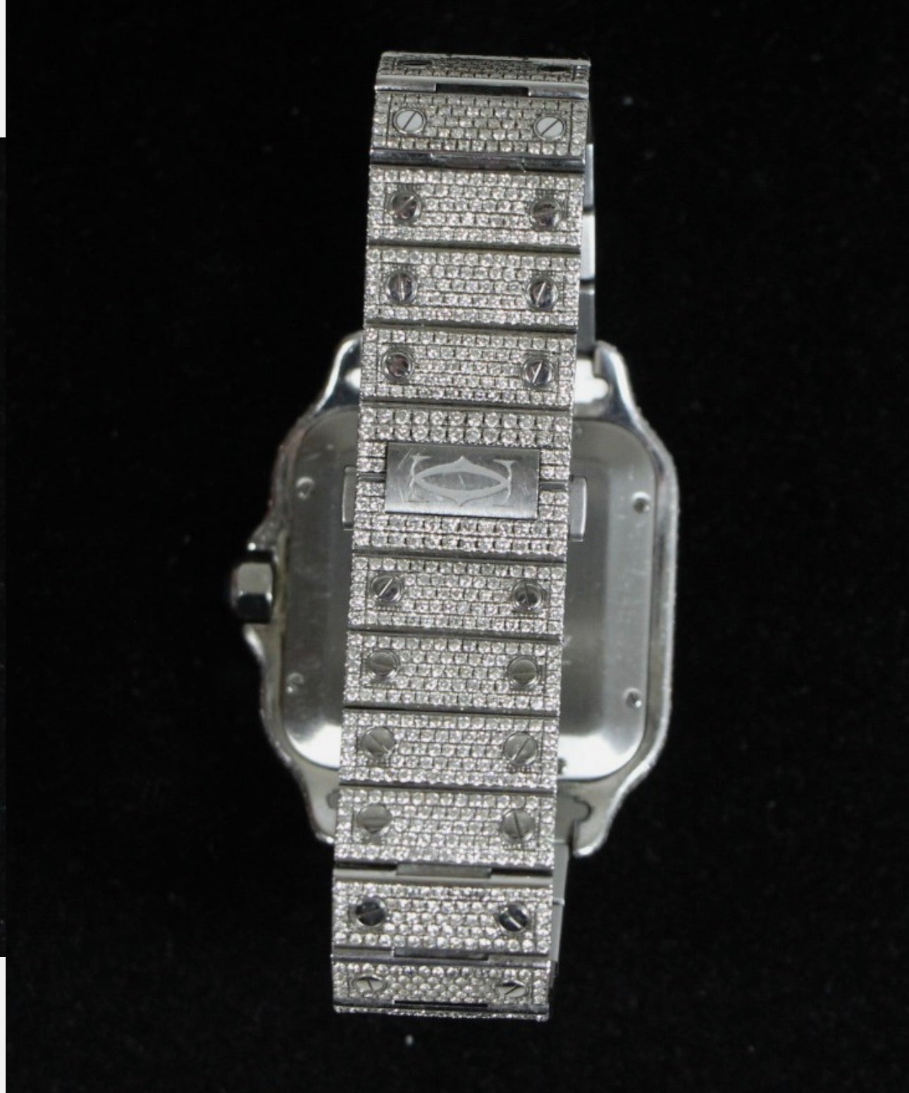 Cartier Santos - Iced Out - 11ct Diamonds - Arabic Numerals - Men's Watch
