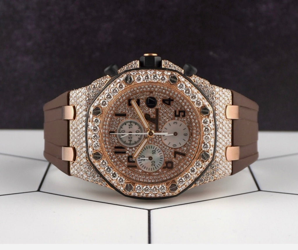 Audemars Piguet 42mm Royal Oak Offshore 18k Rose gold 17ct Diamond Watch 26470OR