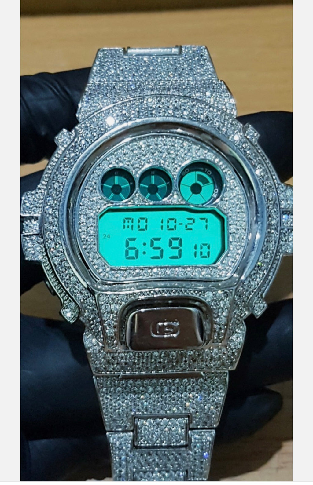 Custom G-SHOCK DW-6900 Daimond Iced out Luxury Pimp HipHop Edition One of a Kind
