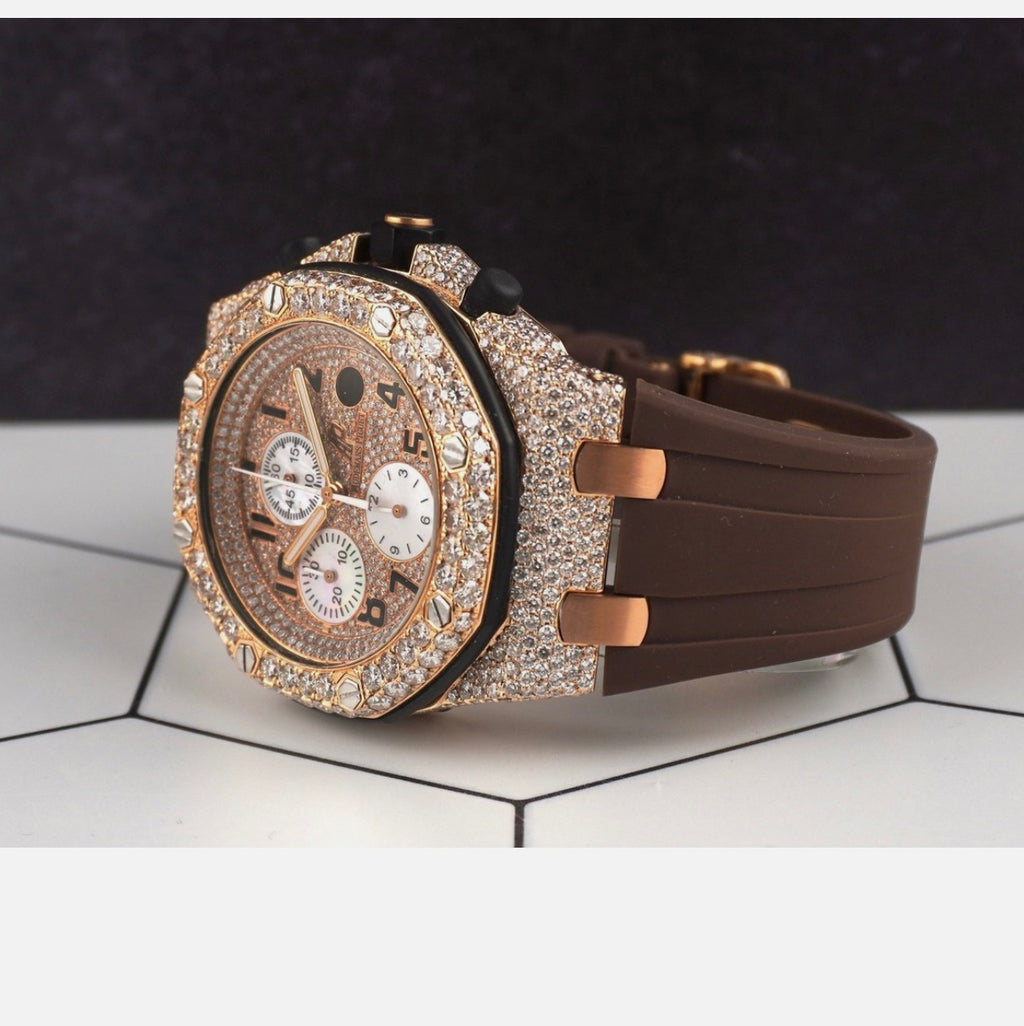 Audemars Piguet 42mm Royal Oak Offshore 18k Rose gold 17ct Diamond Watch 26470OR