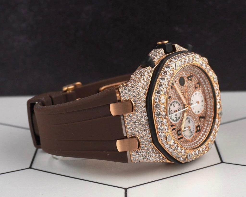 Audemars Piguet 42mm Royal Oak Offshore 18k Rose gold 17ct Diamond Watch 26470OR